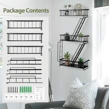 3-Tier Metal Wall Mounted Storage Rack With Multiple Combination Styles, Multifunctional Display & Organizer Rack, Suitable For Kitchen, Bathroom, Office, Bedroom And Storage Room. - Black - View 9