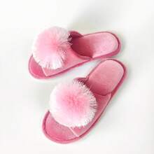 Pantuflas de dormitorio de terciopelo con flecos de piel sintética hechas a mano para mujer, suela de TPR antideslizante, elegantes y cómodas - Zapatillas de mujer - Ver 2