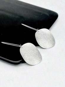 Round Drop Earrings - Silver - View 3