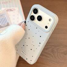 GUCADI Cream Blue & Black Star Personalized Phone Case, Compatible With Apple 17 Pro Max, 16 (Blue Background With Stars), 13 Minimalist Resin Case, 15 Suitable For Huawei, Personalized, Retro Style, Geometric Pattern, Korean Style, Minimalist Style, Niche, Ins Style - Blue - View 4