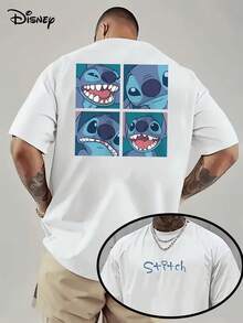 (Licencia de Disney) Camiseta gráfica de cuello redondo de manga corta con estampado frontal y trasero de collage de emociones de Lilo y Stitch de Disney, camiseta casual de estilo callejero con lindo estampado de Stitch para uso diario de verano para hombres, camisetas de manga corta autorizadas oficialmente por Disney para hombres, ropa de hombre, camisetas gráficas, atuendos de Disney para hombres, camisetas, camisas para hombre, ropa de verano para hombres, regalo del Día del Padre, regalo perfecto para familiares y amigos, necesario para fiestas de cumpleaños, camisas de Disney, ropa de hombre, ropa de verano, camisetas con licencia oficial de Disney, moda casual de primavera/verano de Disney para hombres y mujeres, camisetas de manga corta - Blanco - Ver 1