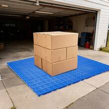 Tarima de plástico azul de alta resistencia para uso industrial y de almacén – 100x60x5cm, apilable, encajable, impermeable, base de rejilla ventilada antideslizante – para manejo de materiales en garaje, sótano y exteriores – paquete de 6 - B - Ver 3