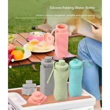 Collapsible Water Bottle, 20 Oz Foldable Silicone Travel Water Bottle,  Leak Proof Portable Water Cup For Outdoor Camping Hiking - Hồng - Xem 2