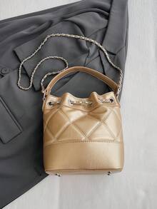 Women's Bucket Bag With Chain Shoulder Strap, Fashion - Gold - View 5