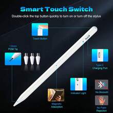 1pc Touch Screen Stylus Pen, Universal Magnetic Fine Tip Pencil Compatible With Ipad, Suitable For Android And IOS Smartphones And Tablets, POM Tip Handwriting Pen Compatible With Iphone/ Pro/ Etc., White - White - View 3