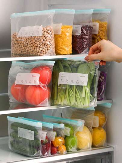 30/20/10/1pcs Resealable Ziplock Bags, Summer Essential Food Preservation Bags, Meat Preservation Freezing Storage Tool, Dated Food Bags, BBQ & Camping Food Carrier, Fruit & Vegetable Packaging Bags, Marinated Meat Bags, Kitchen Storage Essential, Wardrobe Storage Accessory, Home Decor, Kitchen Gadget, Gift