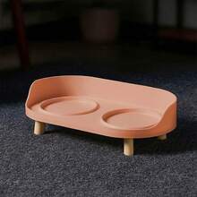 1 pieza Tazón de cerámica para gatos, tazón doble para perros, tazón de comida para gatos, cuello protector, antiderrame, antisalpicaduras, suministros para mascotas - 600 ml - Ver 16