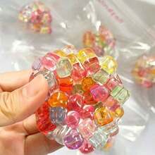 Colorful Bead Stress Relief Ball, Moldable Vacuum Pressure Ball, Squeezable Sensory Fidget Toy For Anxiety Relief - Hạt vuông nhiều màu - Xem 1