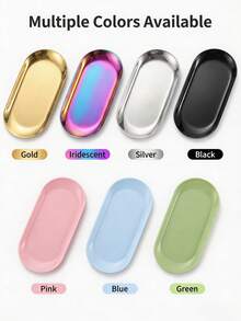 1 pieza Bandeja de esterilización de acero inoxidable, color metálico espejo ovalado, adecuada para almacenar herramientas de tatuaje y accesorios de arte de uñas o bandeja de almacenamiento de escritorio para el hogar - Multicolor - Ver 11
