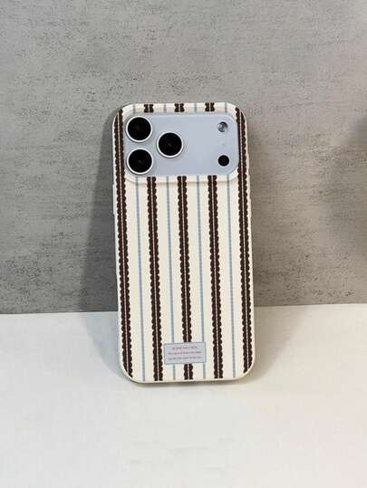 1 Piece Leather Texture Phone Case With Striped Pattern ForiPhone 17 Pro Max, Fits 16 Pro Max, 1 Pro Max, 14 Pro Max, European Style Fashionable Fun Phone Case, Compatible With 11/12/13/14/15/16 Pro Max Plus, Elt Design For Men And Women, Ideal Gift For Girlfriend For Christmas, Valentine's Day, Easter, Wedding Season, And Birthdays.