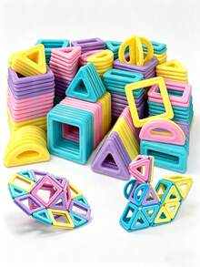 64/98/136PCS Medium-Sized Macaron Magnetic Building Blocks, STEM Construction Toy Set, Educational Magnet Toys For Learning, Enhance Creativity, Assorted Colors For Birthday/Christmas Gifts For Kids 3+ - Multicolor - View 7