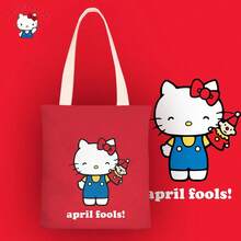 High-Quality Cat Design Shoulder Bag, Multi-Functional Large Capacity Canvas Tote Bag, Student Commuter Handbag, Outdoor Fashionable Cute Backpack With Zipper Interior - Square - View 5