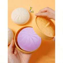 1pc Adult Stress Relieving Tabletop Toy Steamer Shaped Soft Squid Elastic Dough Toy Fun Handheld Novelty Toy Office Home Desk Decor Adult Party Random 4 Colors - 隨機顏色帶蒸籠 - 查看 3