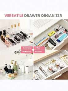 13/44PCS-Clear Plastic Drawer Organizers Set, 5-Size Versatile Bathroom And Vanity Drawer Organizer Trays, Storage Bins For Makeup, Bedroom, Kitchen Gadgets Utensils And Office - Transparenz - Übersicht 8