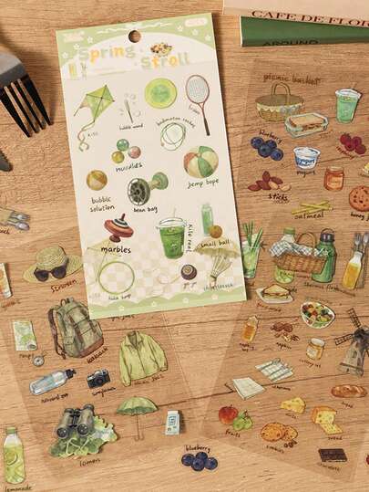 6 Unique Watercolor Themes: Outdoor Adventure, Cozy Home, Fresh Market, World Landmarks, Spring Stroll, And Picnic, Filled With Warm Vintage Aesthetics, Suitable For Scrapbooking, Journals, Planning Decoration, DIY Crafts, Card Making, Gift Packaging, And More