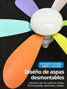 Ventilador de Techo con Luz LED 30W, Control Remoto, Base E27, 6 Aspas, 3 Velocidades, Temporizador, Silencioso y Ahorro de Energía, Ideal para Recámara, Sala y Oficina - Multicolor - Ver 7