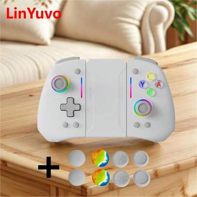  Tay cầm chơi game không dây LinYuvo Switch, với 8 nút bấm, pin bền lâu | Chức năng gán macro | Rung kép | Hiệu ứng ánh sáng RGB bắt mắt | Chế độ TURBO liên tục | Ánh xạ cảm ứng, dành cho Switch, Switch OLED, mang đến trải nghiệm chơi game tuyệt vời, tay cầm chơi game không dây, tương thích với /Oled/Lite, ghép nối một nút, đèn LED RGB, pin 500*2mAh, chức năng đánh thức, tính năng rung, thiết kế công thái học.