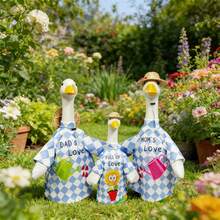 3 Set Spring Porch Goose Outfit Family Matching Yard Goose Clothes With Straw Hat Cute Goose Costumes For Outdoor Lawn Decor - A - Ver 2