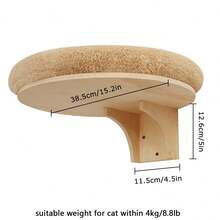 Wooden Cat Perch Wall Mounted, Solid Wood Cat Hammock With Soft Cushion, Max Load 12kg (26lb) - one-size - View 3