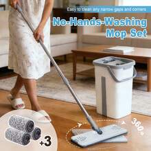 Commercial Dust Mops With Bucket, White Spin Mop With 3 Replacement Pads, Adjustable Stainless Steel Handle, Easy To Use For Home And Business Cleaning, Perfect For Floors, Kitchen, And Office - Magic Mop - View 4