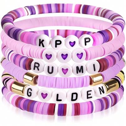 Hasbro 6pcs Korean Pop Bracelet Set For, Korean Pop Bracelet Jewelry Fan Birthday Gift, Christmas Gift, Cosplay Costume Accessories, Fan Merchandise Bracelet, Charming Bracelet, Cosplay Lovers And Fans, For Teenager