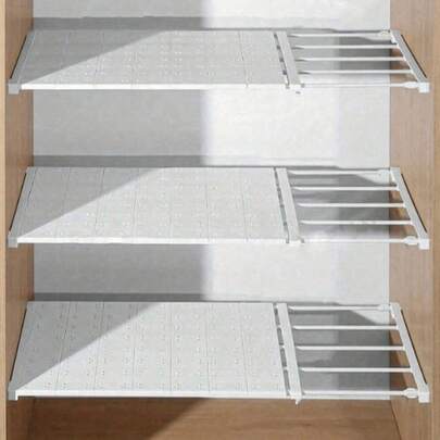 1pc No-Drill Storage Rack, Expandable Shelf, Wardrobe Organizer, Extendable Storage Divider, Kitchen Rack, Dorm Cabinet Shelf, Bathroom Shelf, Shoe Cabinet Divider, Room Decor, Decorative Item, Storage, Organizing Rack