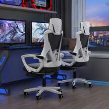 Ergonomic Office Chair With Adjustable Backrest And Footrest - Black and White - View 5