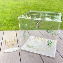 1 pieza Caja de acrílico transparente grande para tarjetas de boda con cerradura y ranuras, adecuada para recepción de bodas, ceremonia de graduación, fiesta de baby shower, portador de tarjetas de regalo DIY, contenedor de tarjetas de regalo para fiesta de baby shower - 1PC - Ver 6