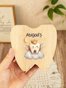 Personalized Tooth Storage Box - Tooth Collecting Box With Name/Date // - Tooth Storage Box For Christening, Birthday And Party Gifts (Customized Name Label And Angel Pattern) Functional, Decorative, Lettered, Fashionable, Modern, Colorful, Cute, Casual, Customized, Personalized, Unique, Customized, Son, Daughter Back To School - Multicolor - View 19