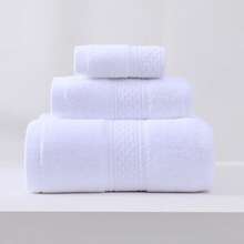 1 khăn tay / 1 khăn tắm / 1 khăn tắm & 2 món (khăn tắm + khăn tay) / 3 món (khăn tay + khăn tắm + khăn tắm) Khăn mặt phòng tắm bằng cotton dày dặn, mềm mại, thấm hút tốt, họa tiết ruy băng hình thoi. - trắng - Xem 16