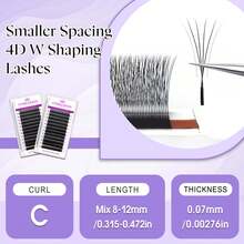 12 Rows C-Curl Narrow Spacing 4D Lashes, 4D W-Shape Natural Soft Fanned Out Volumizing & Lengthening Lashes - C - 查看 15