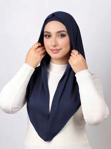 1pc Instant Triangle Hijab, All-In-One Tie-Up Design, Quick Wrap Without Slipping, No Undercap Or Folding Required, Suitable For Daily Wear, Prayer, And Outings - Triangular Hijab - View 3