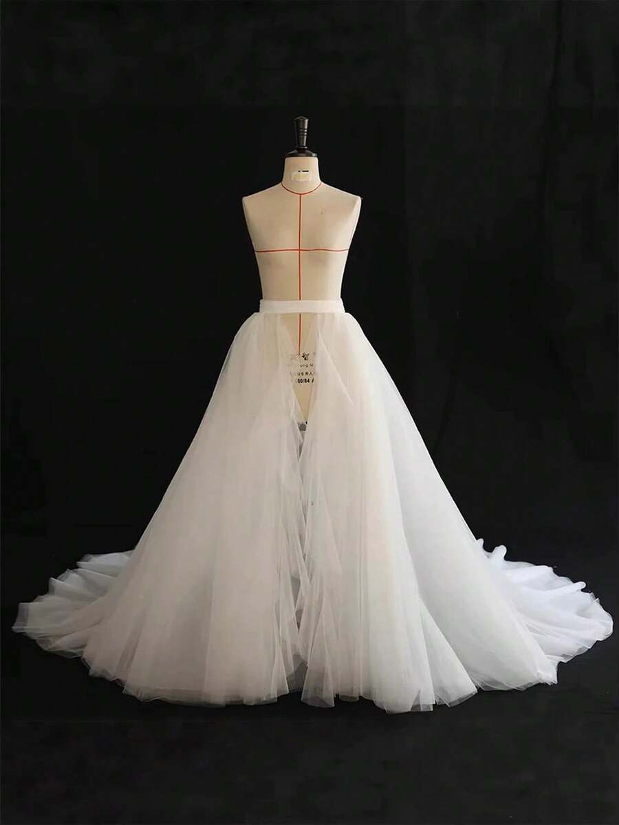 White Korean Style Minimalist Trailing Wedding Dress, Suitable For Gala, Emcee, Easter, Runway - Multicolor - View 1