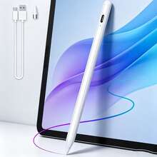 1pc Touch Screen Stylus Pen, Universal Magnetic Fine Tip Pencil Compatible With Ipad, Suitable For Android And IOS Smartphones And Tablets, POM Tip Handwriting Pen Compatible With Iphone/ Pro/ Etc., White - White - View 1