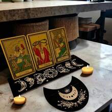 Wooden Base Display Stand For Tarot Cards, Moon Shaped Tarot Card Holder, Witch Tarot Card Display Rack - 2pcs - View 2