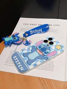 Disney Has Authorized, Phone Case - Chain Set, The Stitch Lilo & Stitch Phone Case Plus A Silicone 3D Or Fluffy Style Stitch Bracelet With Metallic Ring Removable Bracelet, Stitch And Angel Pattern, Compatible With Iphone 17/16/15/14/13/12/11/XS/XR/X Plus Pro Max, Wavy Design Phone Case For Girl, A Stylish Cartoon Summer Phone Case, The Perfect Gift Choice, Phone Protection, Durable Phone Cover, Great Gift For Friends And Family - 白色款式A - 查看 5