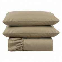 Laila Queen Size 400 Thread Count Quilt Set With Ruffle, 3 Pieces, Micropercal - Beige - View 2