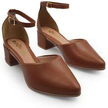 Women's Slingback Mule With Medium Block Heel (5cm), Pointed Toe, Comfortable, Dressy, Casual - Cà phê nâu - Xem 2