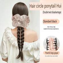 Tóc giả đuôi ngựa tết kiểu Hàn Quốc bầu trời sao, tóc giả đuôi ngựa tết đôi trẻ trung - Nâu đen - Xem 4