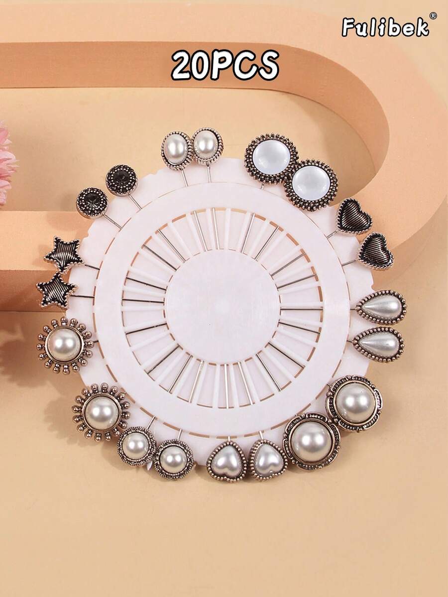 Set de 20 piezas de nuevos alfileres de bufanda de estilo vintage medio oriental de resina, entrega de color aleatorio, adecuado para uso diario, esencial de viaje, toalla de playa - Multicolor - Ver 1
