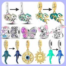 Original Nature-Style Charms, Sun Beads Pendants: Golden Chameleon, Luminous Whale Shark, Butterfly, Elephant, And Bear Charms Fit Bracelet, Necklace - Gold Or Silver - View 12