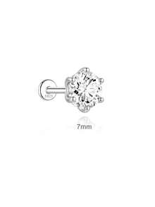 EleRunis 1 viên Moissanite 0.06CT-1.2CT, bạc Sterling 925, kiểu dáng cổ điển 6 chấu, mạ vàng 18K, mặt phẳng, thích hợp cho xỏ khuyên sụn tai, vành tai, trang sức cao cấp, đính hôn, cưới, trang sức cô dâu. - Bạc - Xem 15