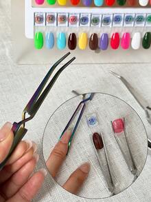 1pc Multi-Functional Nail Shaping Clip, Crystal Nail Shaping Tweezer, Nail Gel Curing Clip - Multicolor - View 1