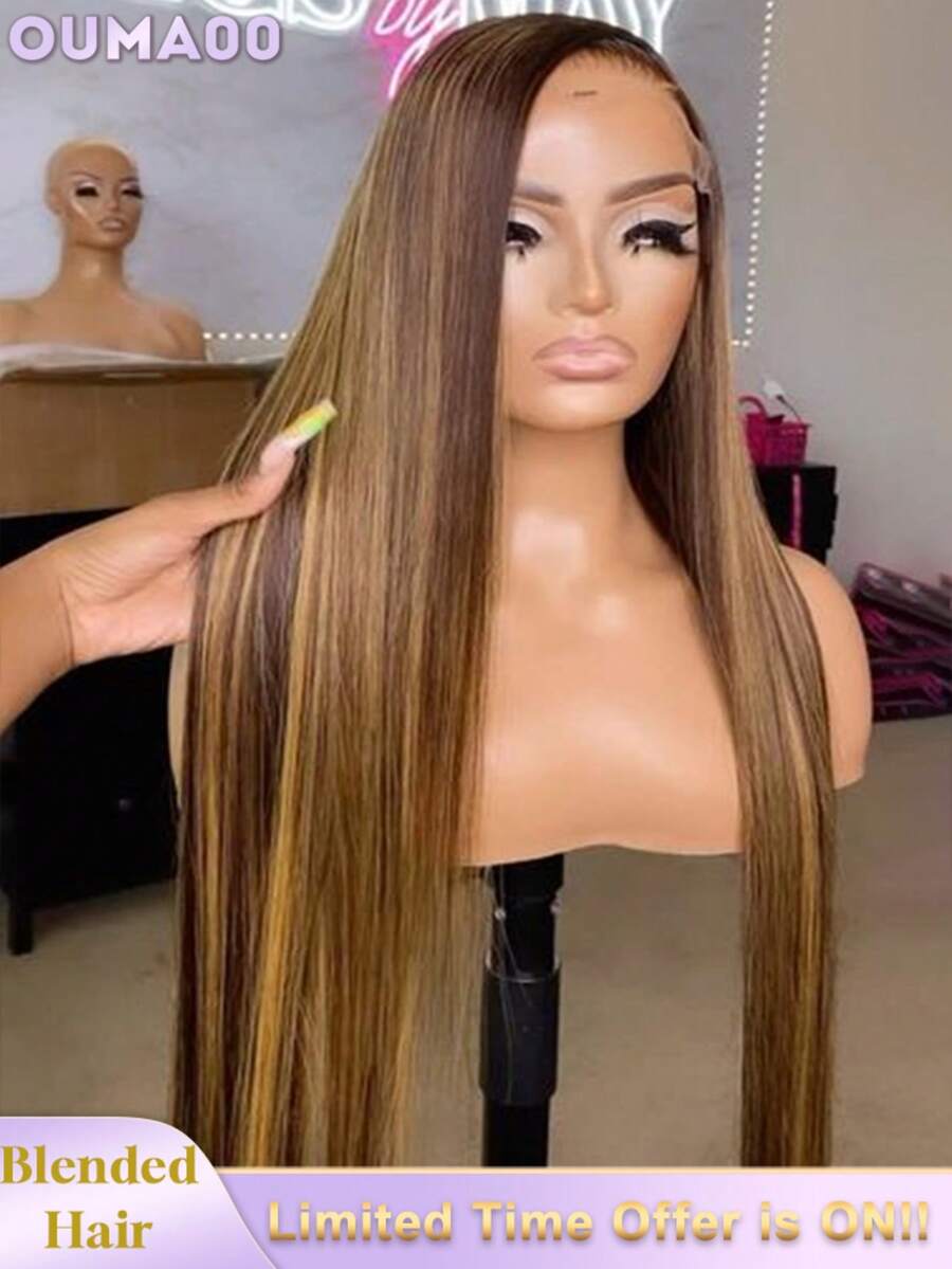 13*4高清蕾丝免胶假发，真人发丝，预先拔毛、预先剪裁，无需胶水，直发，200%密度，带婴儿发，女士款