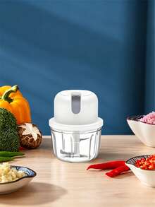 EASYSPEED Electric Garlic Chopper 1 Cup, 10.25Oz Mini USB Charging Wireless Food Processor With 304 Stainless Steel Blades, Portable Kitchen Meat Grinder For Onion, Garlic, Ginger, Chili, Almonds, Nut - White - View 3
