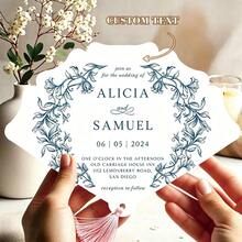 Customized Fan-Shaped Invitation Card, Personalized Tassel Hand Fan, Summer Outdoor Wedding/Bridal Party Ceremony Card, Customized Wedding Favor Fan, Customizable Text Invitation Card, Personalized Card, Perfect Garden Party Favor - Fan-shaped Invitation Card - View 2