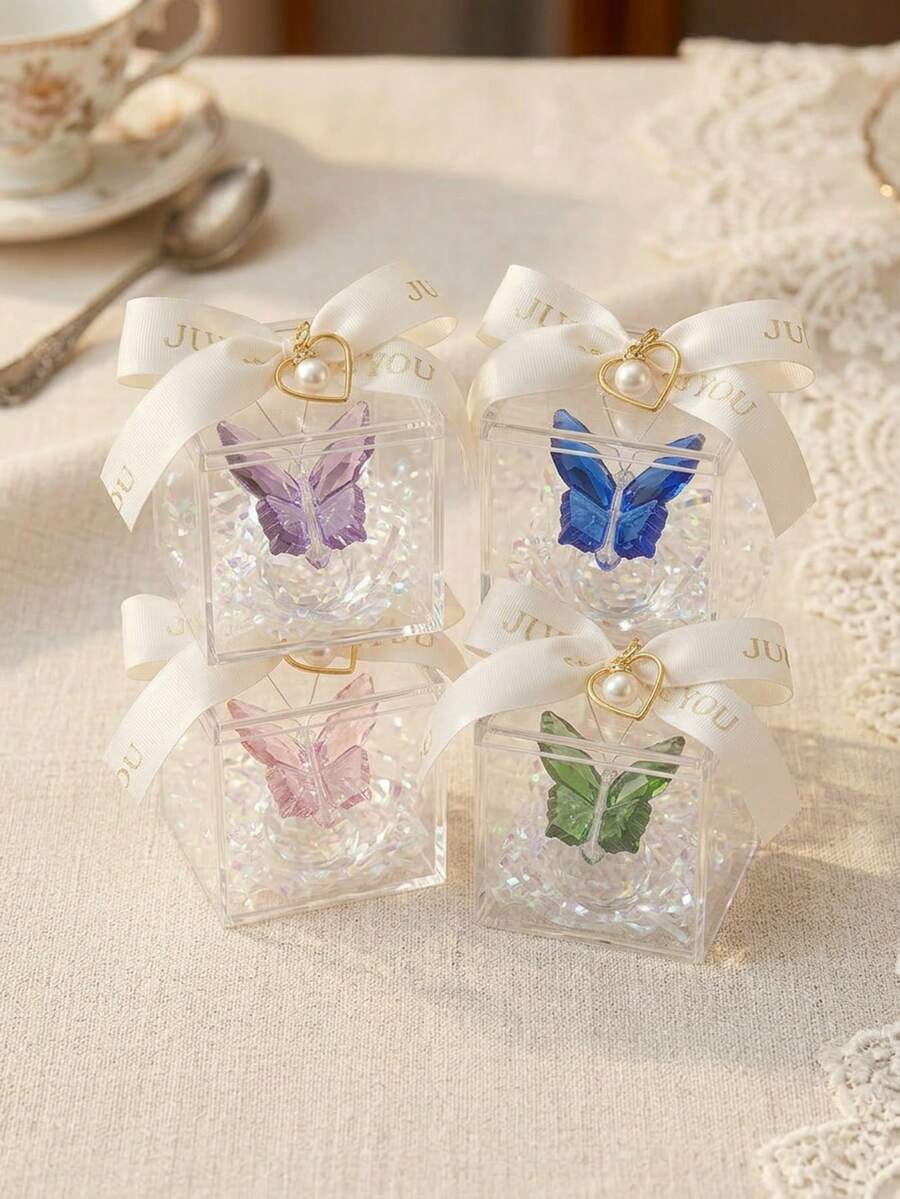 Mini Crystal Butterfly Figurine Ornament With Ball Base, Glass Butterfly Animal Statue Table Decor Paperweight Gift,Purely Handcrafted, Made Of Geometric Crystal Material, Featuring A Lightweight Luxurious And Creative Transparent Crystal Butterfly Design, Presented In An Exquisite Gift Box - Gift Money - View 1