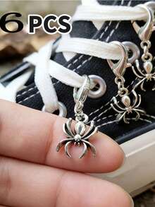 6/12 pièces Charms d'araignée avec fermoir mousqueton - Mini décoration d'araignée gothique, convient pour les bottes, les baskets et la décoration des chaussures - Multicolore - Voir 10