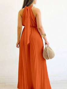 Pleated Jumpsuit For Weddings And Special Events - 紅陶 - 查看 2