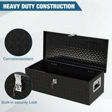 Caja de herramientas de aluminio resistente para cama de camión de 48" con cajón – Baúl de almacenamiento con placa de diamante con cerradura – Caja de herramientas impermeable con palancas hidráulicas dobles, asas laterales para camioneta, remolque, casa rodante, almacén - A - Ver 5
